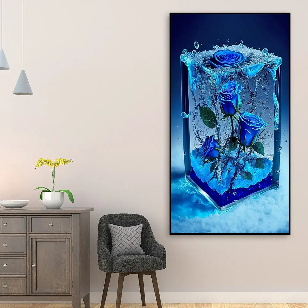 Ice Blue Rose Big Size Diamond Painting