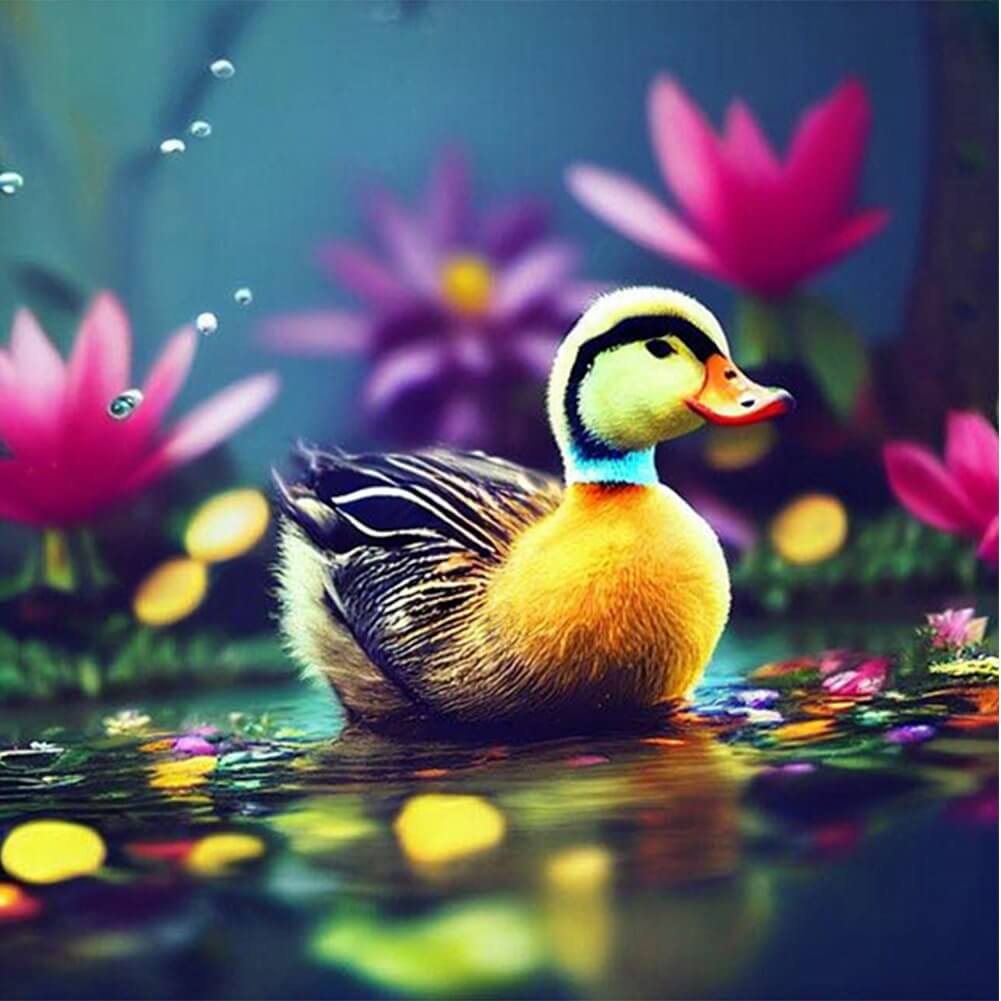 5D DIY Diamond Painting Kit - Full Round / Square - Duckling on Water