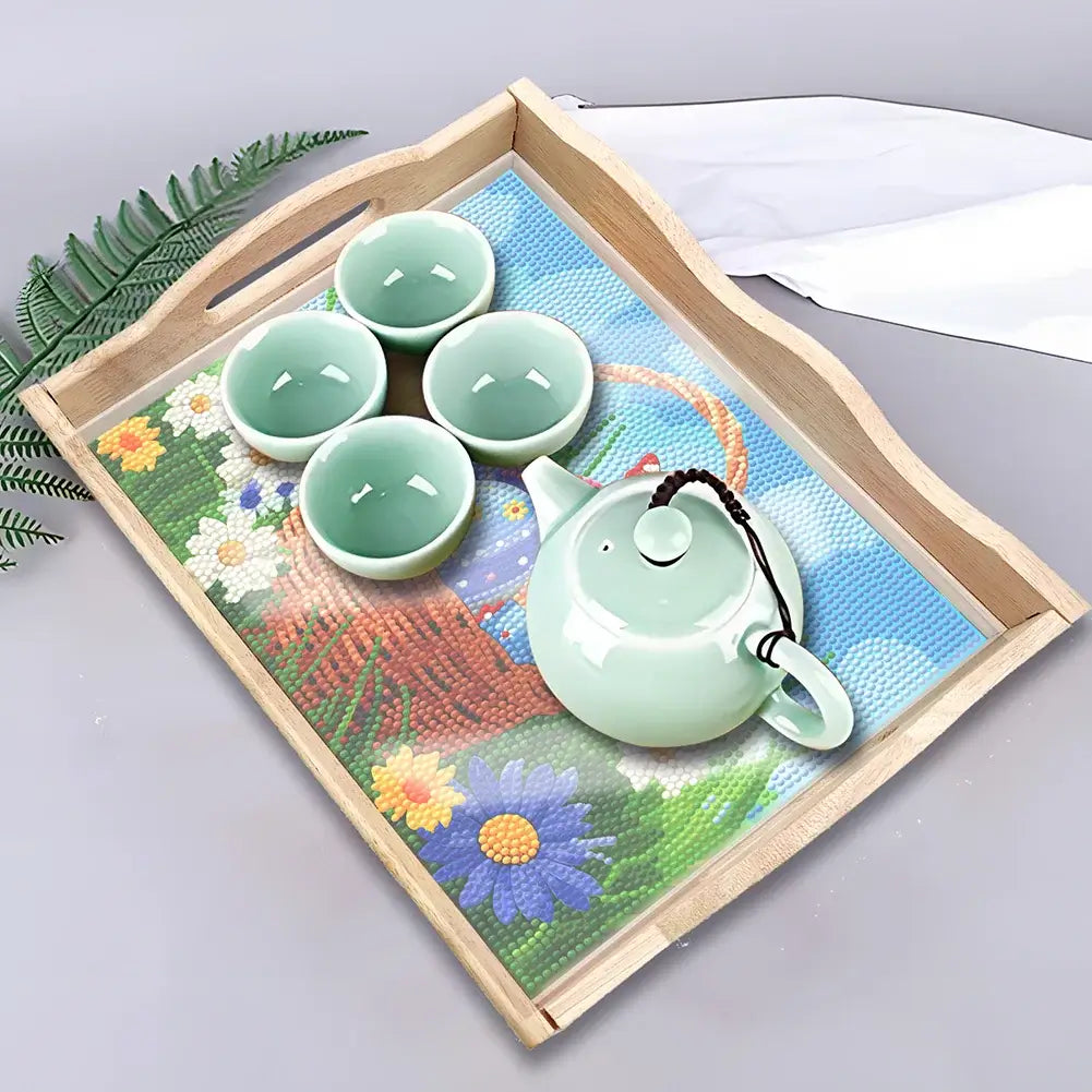 diy easter diamond painting decor wooden food tray