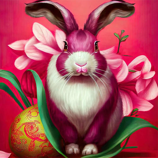 5D DIY Diamond painting - Full Round / Square - Pink Easter Rabbit