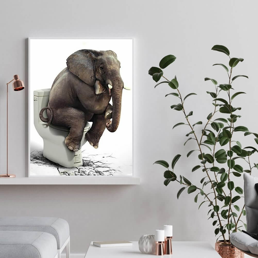 Elephant On Toilet DIY Diamond Painting
