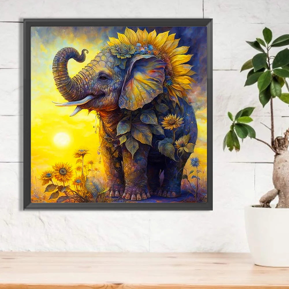 Diamond Painting Elephant & Sunflowers