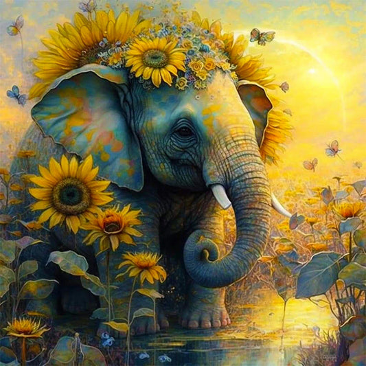 elephant sunflower diamond painting