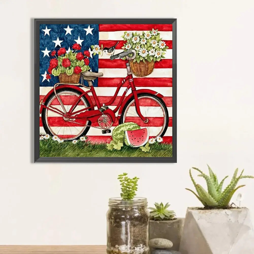 Diamond Painting - Full Round / Square - Flag Bike