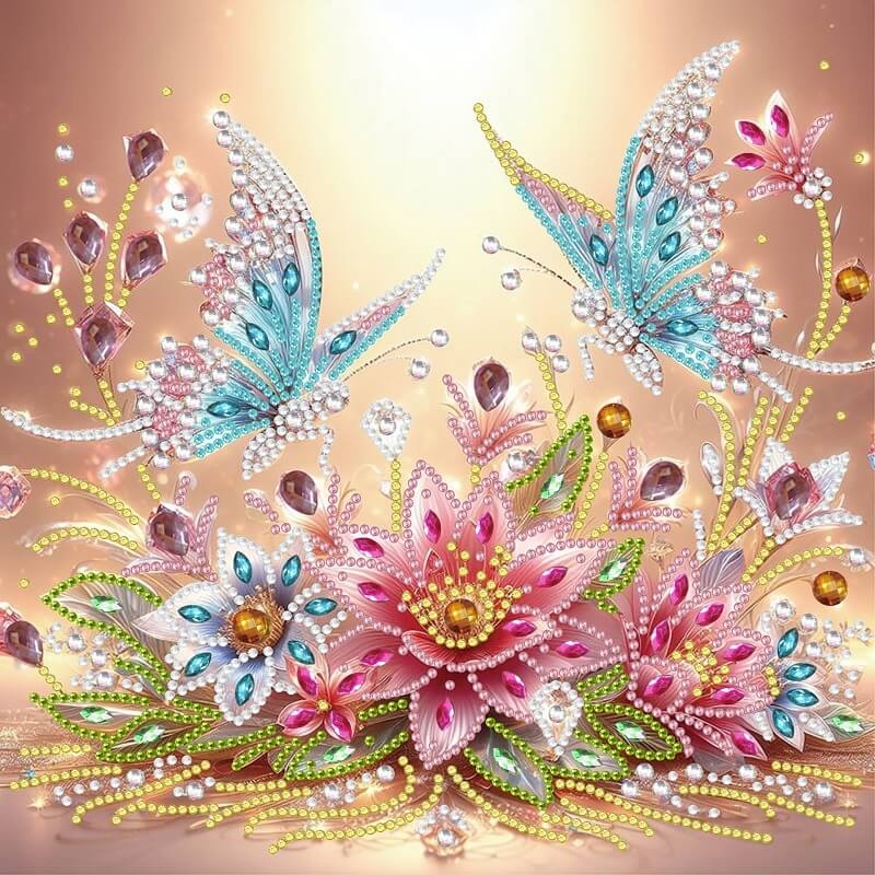 5D DIY Flower And Butterfly Crystal Rhinestone Diamond Painting Kits