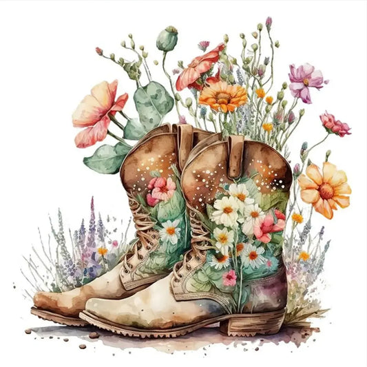 Diamond Painting - Full Round / Square - Flower Boots