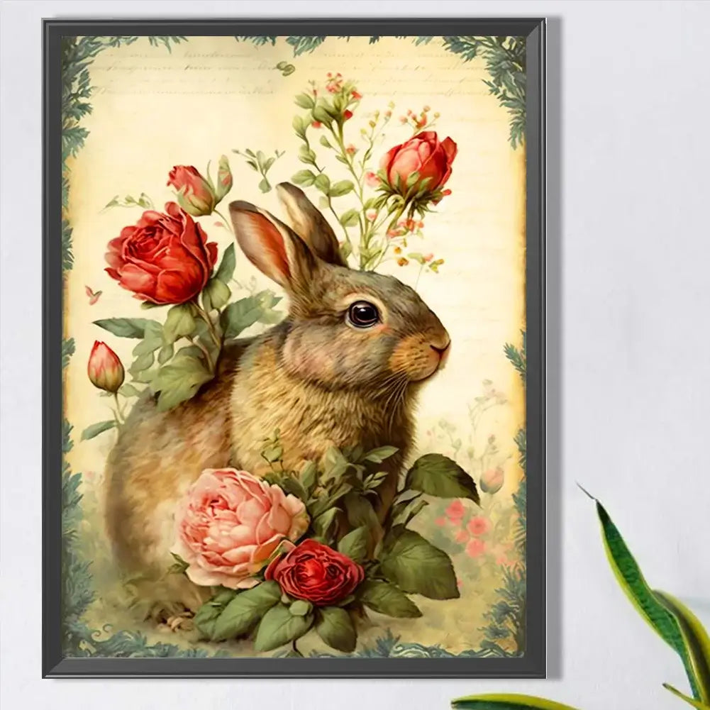 Flower Bunny Diamond Painting