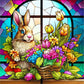 Flower Bunny Stained Glass Diamond Painting