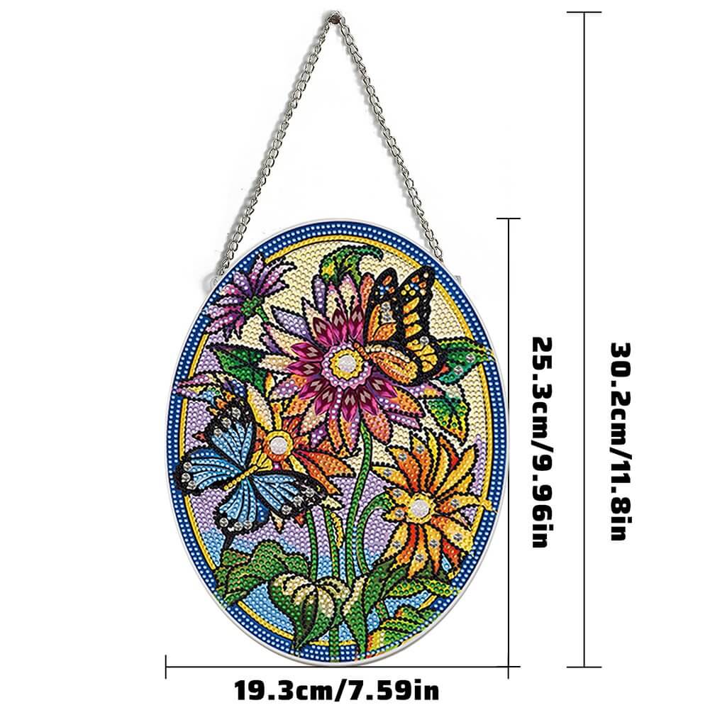 flower butterfly diy diamond painting vintage hanging ornament size