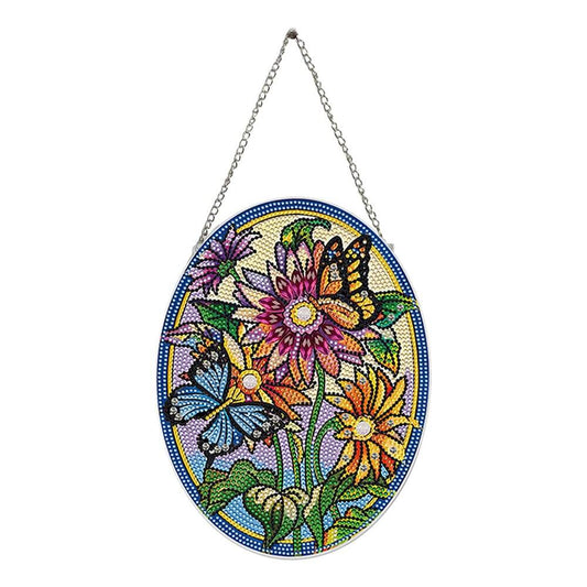 DIY Diamond Painting Vintage Hanging Ornament - Flower Butterfly