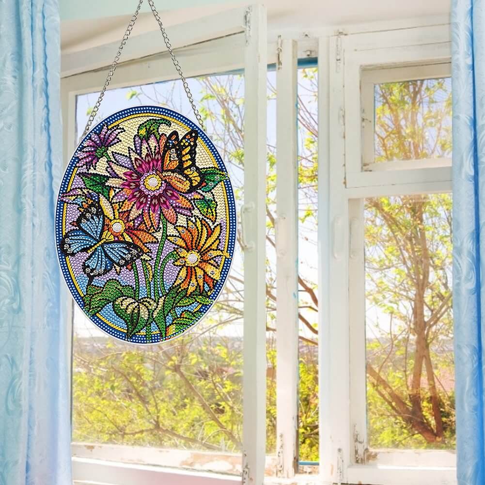 flower butterfly diy diamond painting vintage hanging ornament