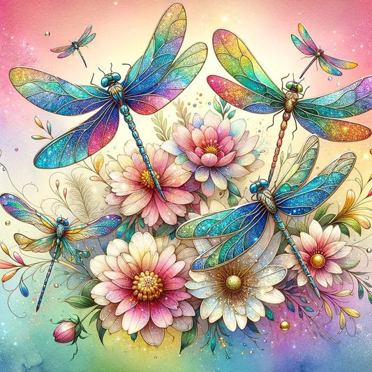 Flower Dragonflies 5D DIY Diamond Painting Kit