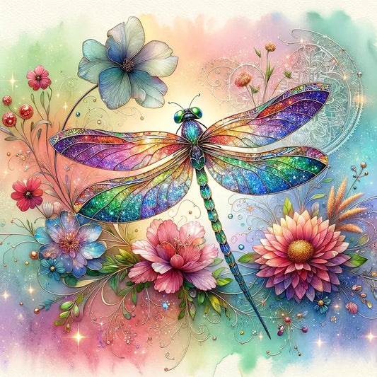 Flower Dragonfly DIY Diamond art