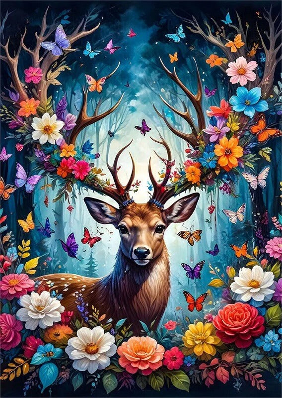 Flower Elk Diamond Painting