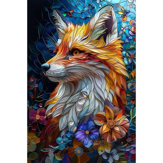 Flower Fox Abstract Diamond Art