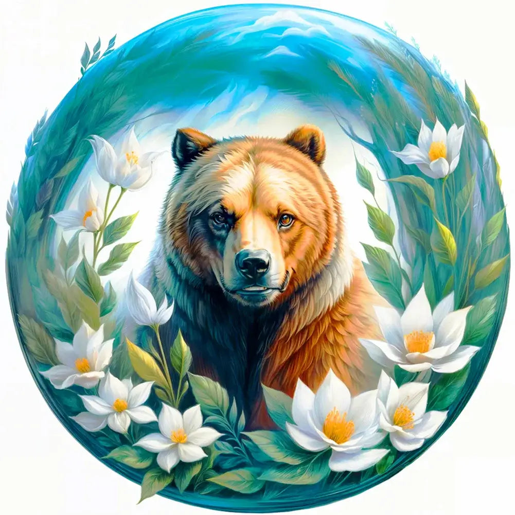 Diamond Painting - Full Round / Square - Flower Frame Bear