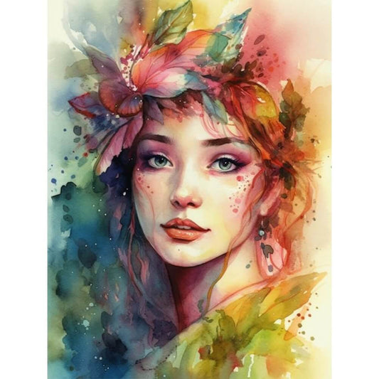 5D DIY Diamond painting - Full Round / Square - Girl With Flower A