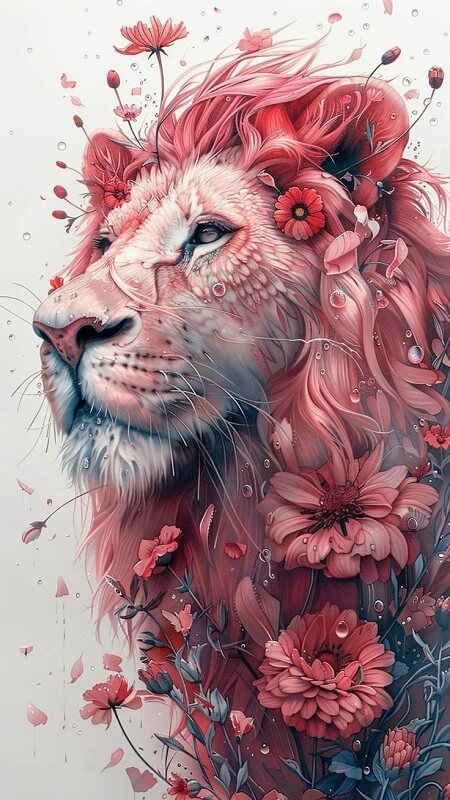 Flower Lion Diamond Painting
