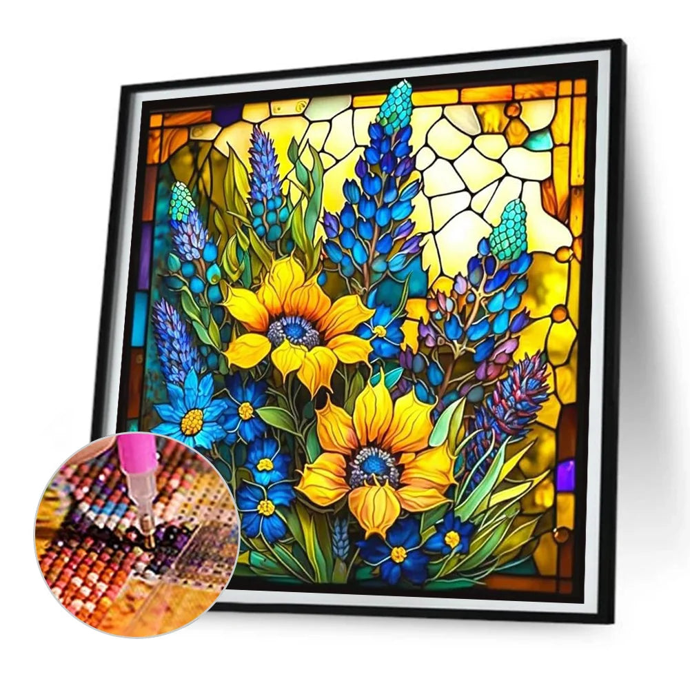 flower stained glass diamond painting kit