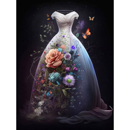 flower wedding dress diamond painting kit