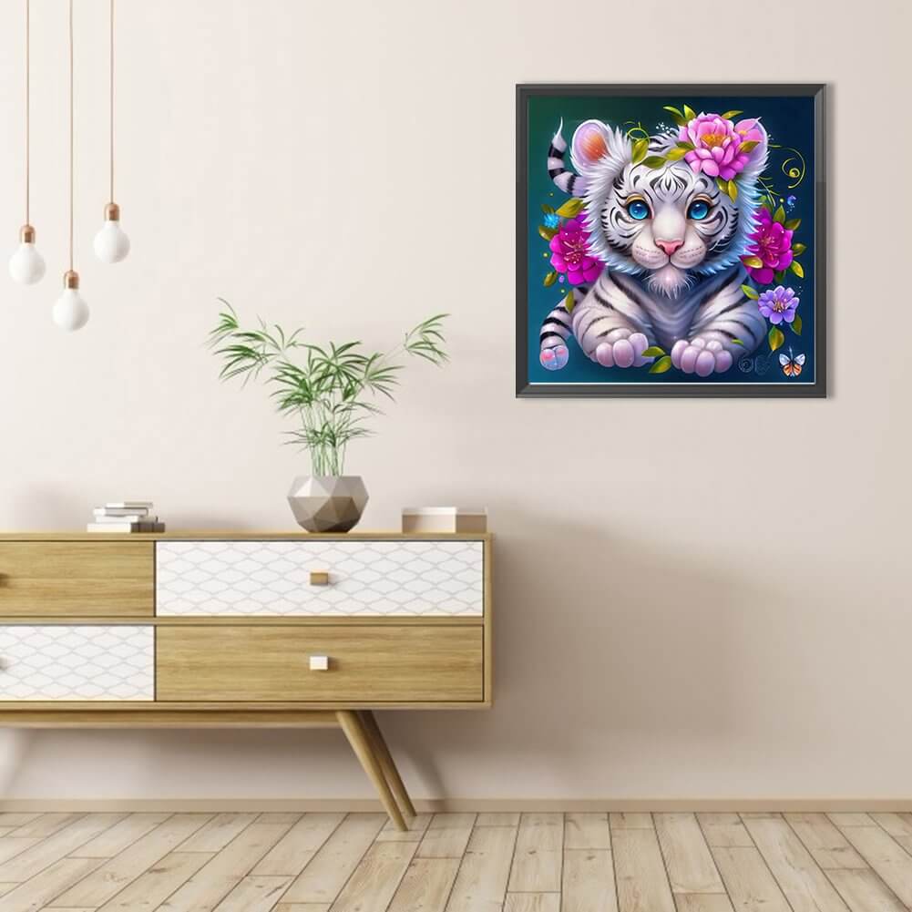 Flower White Tiger 5D DIY Diamond Painting