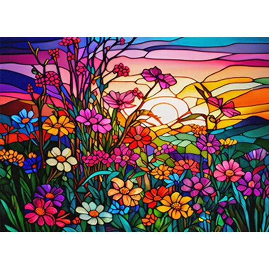 flowers stained glass diamond painting