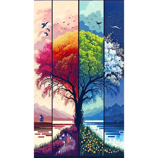 Colorful Diamond Painting - Full Round / Square - Four Season Tree (40*70cm)