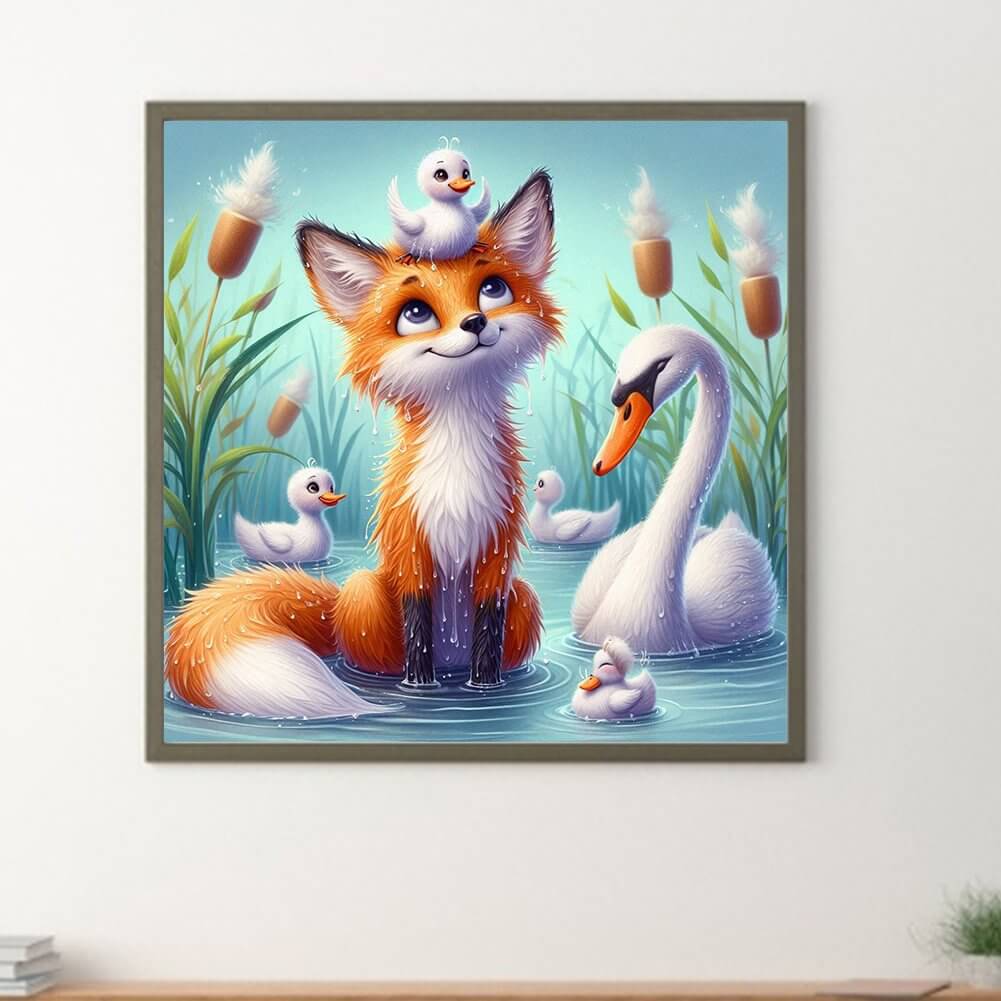 fox and duck diamond painting