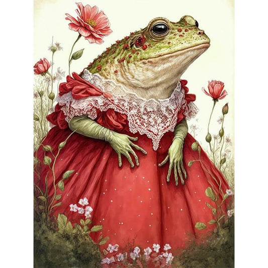 Diamond Painting - Full Round / Square - Frog Lady in Red Dress