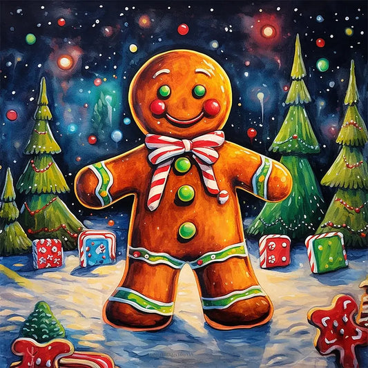 5D DIY Christmas Diamond Painting - Full Round / Square - Gingerbread Man