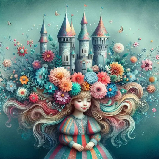 5D DIY Diamond Painting - Full Round / Square - Girl With Castle Hair D