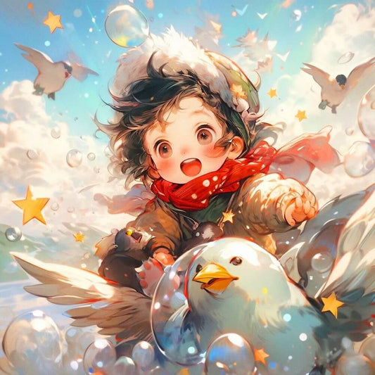 5D DIY Diamond Painting - Full Round / Square - Girl On A Eagle