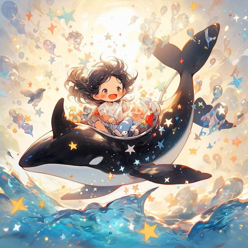 5D DIY Diamond Painting - Full Round / Square - Girl On A Whale