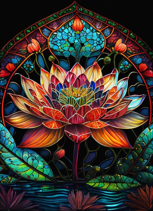 Glass Stained Lotus Diamond Painting