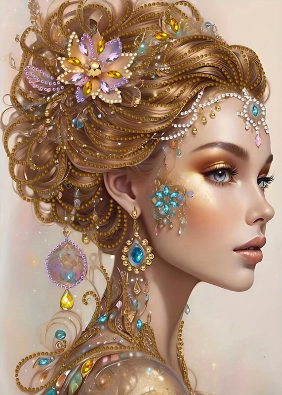 golden hair beauty diamond art