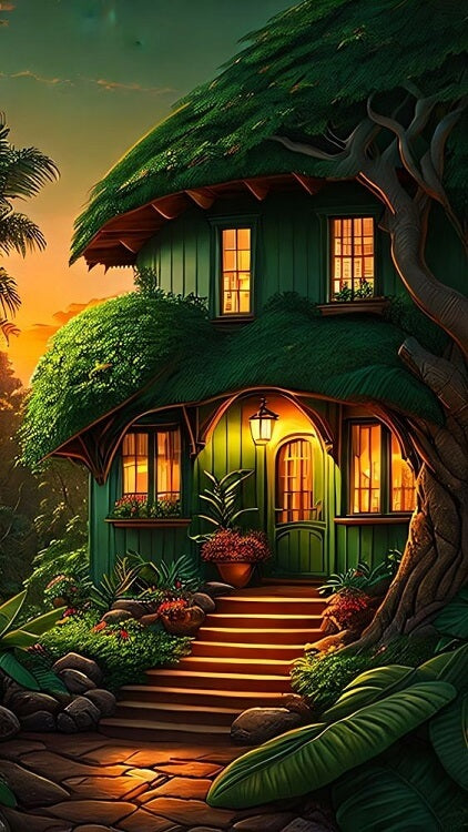 Green Tree House 5D DIY Diamond Painting
