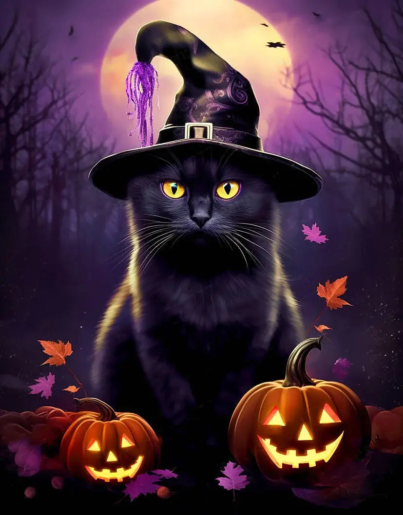 Halloween Evening Cat Diamond Painting