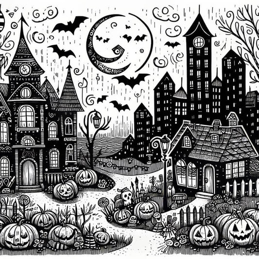 Halloween Night Town Diamond Art Kit