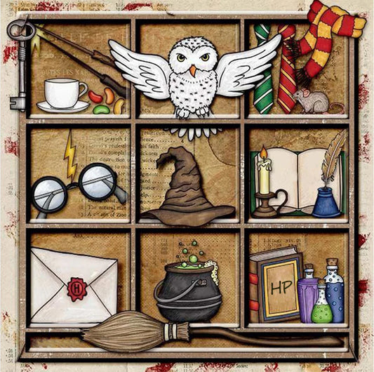 Harry Potter Diamond Painting - Full Round / Square - Owl Bookshelf