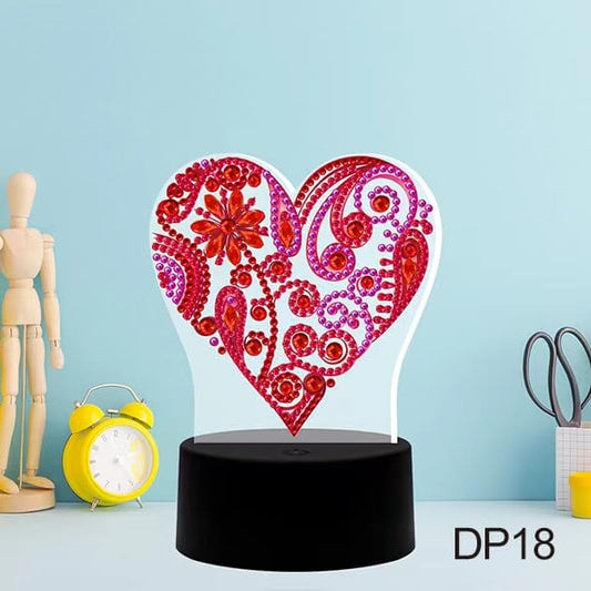 DIY Heart Diamond Painting Led Table Lamp Ornament Kit