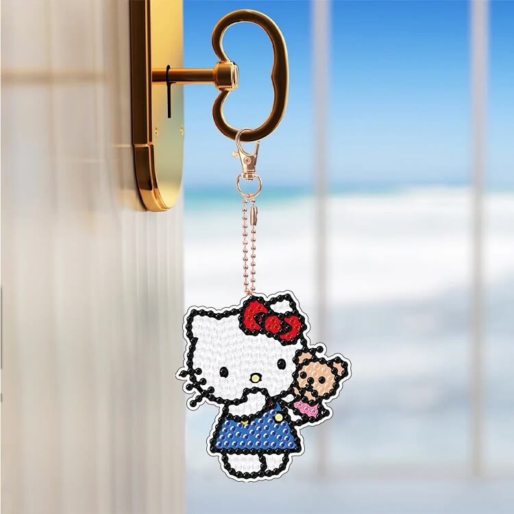 5pcs Hello Kitty DIY Diamond Painting Keychains kits
