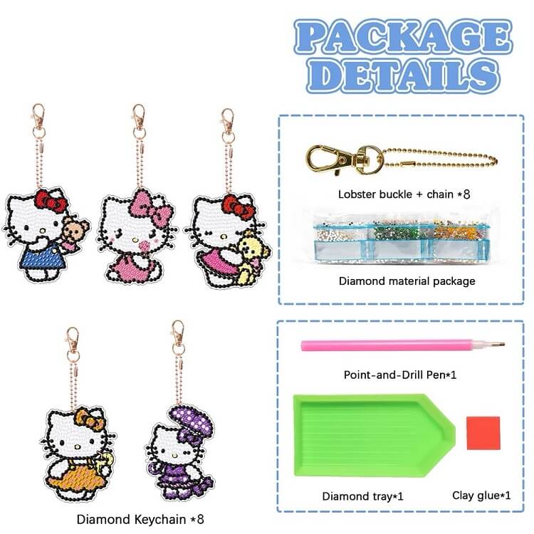 hello kitty diamond painting keychains package