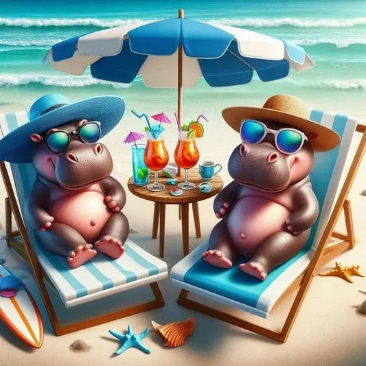 Hippos At Beach 5D DIY Diamond Painting