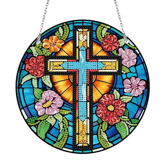 holy cross diy diamond painting hanging ornament