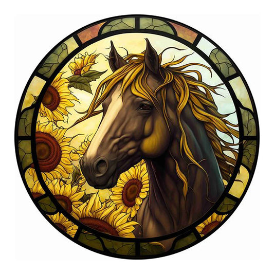 Stained Glass Horse ＆ Sunflower Diamond Painting
