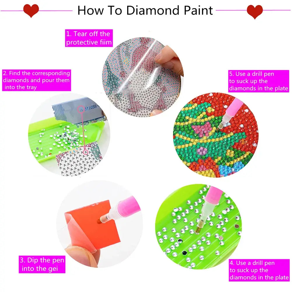 6pcs Mandala Diamond Painting Coaster Set (With Stand) C