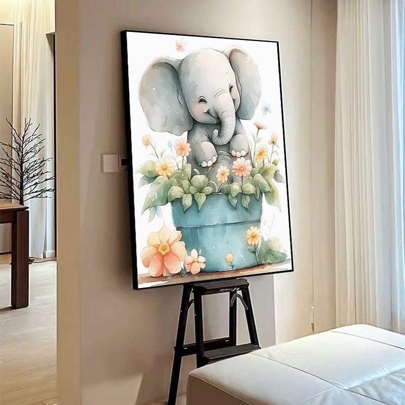 DIY 5D Diamond Painting - Full Round / Square - Elephant In Flower Pot