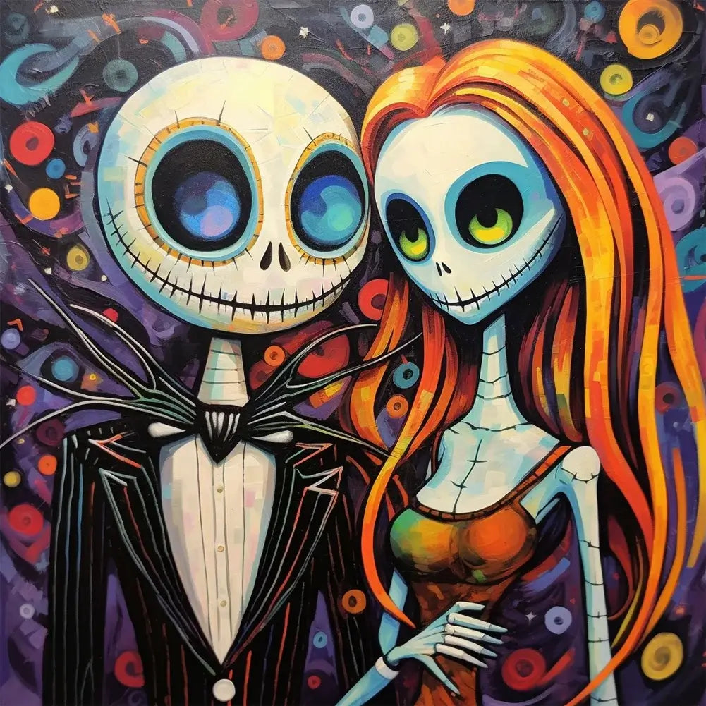 Skull Couple Diamond Painting - Full Round / Square - Jack and Sally