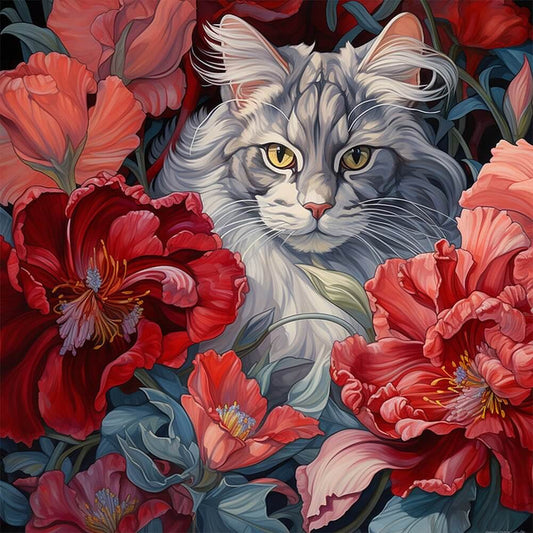 Kitten In Flower 5D DIY Diamond Painting Kit 