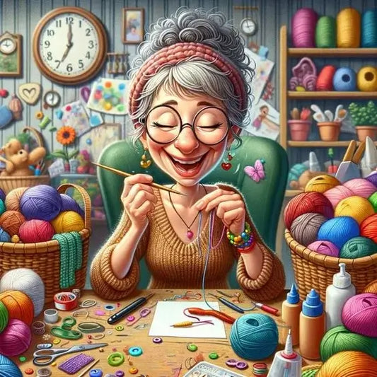 knitting lady diamond painting
